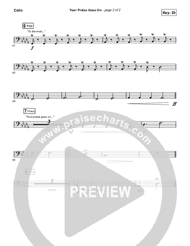 Your Praise Goes On (Choral Anthem SATB) Cello (Crowder / Arr. Luke Gambill)