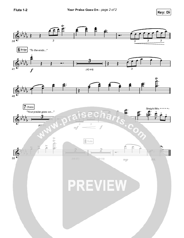 Your Praise Goes On (Choral Anthem SATB) Flute 1,2 (Crowder / Arr. Luke Gambill)