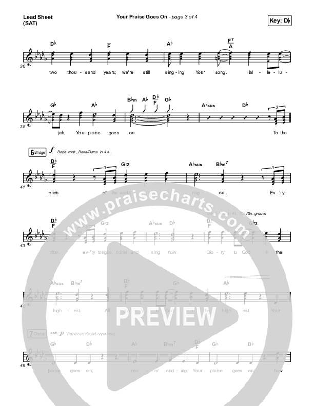 Your Praise Goes On (Choral Anthem SATB) Lead Sheet (SAT) (Crowder / Arr. Luke Gambill)