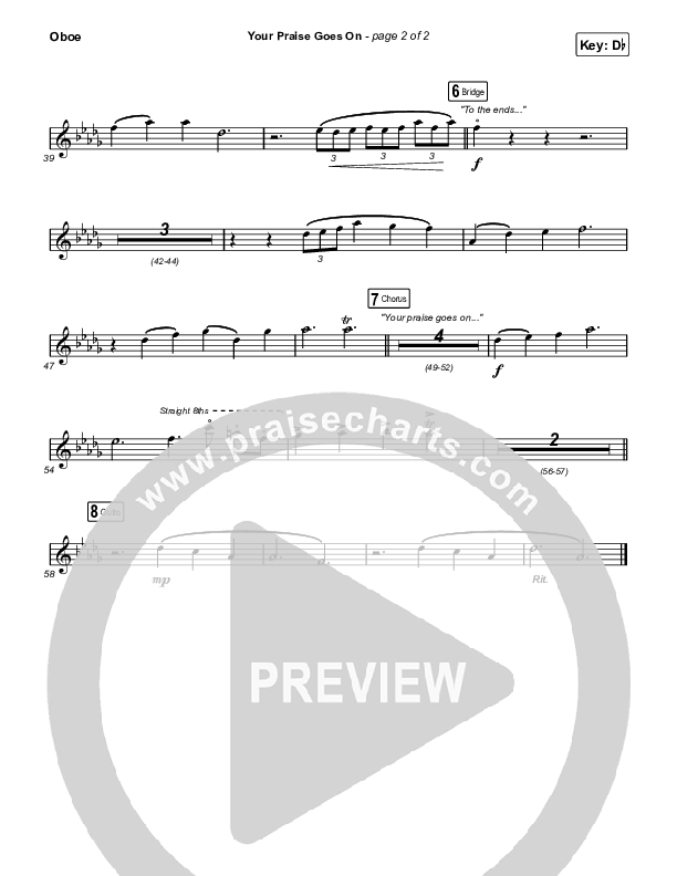 Your Praise Goes On (Choral Anthem SATB) Oboe (Crowder / Arr. Luke Gambill)