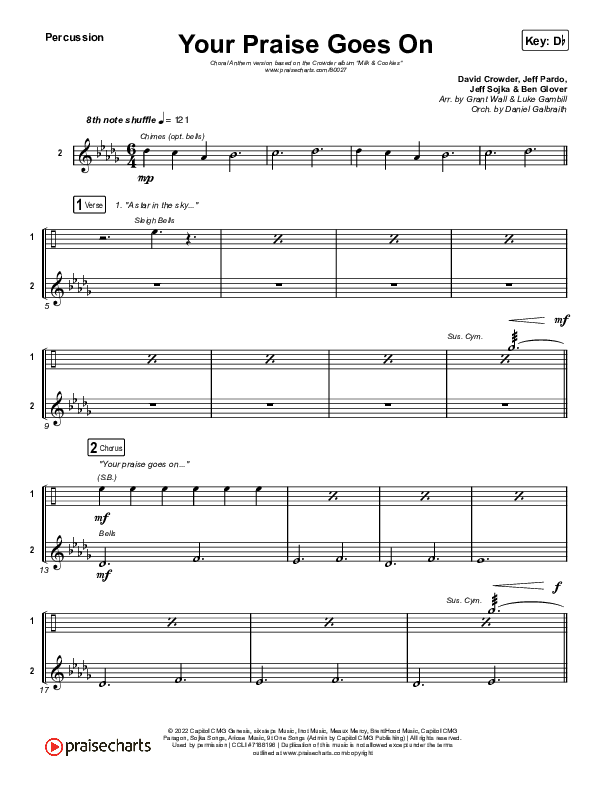 Your Praise Goes On (Choral Anthem SATB) Percussion (Crowder / Arr. Luke Gambill)