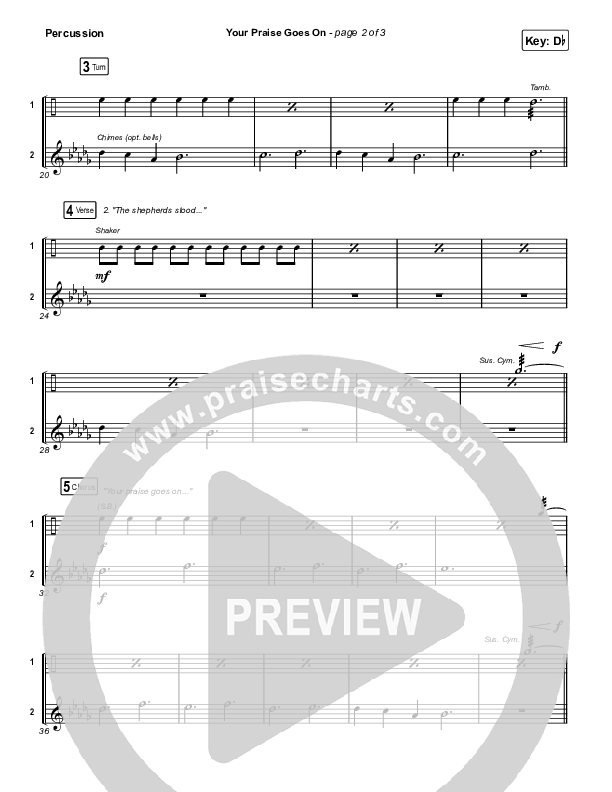 Your Praise Goes On (Choral Anthem SATB) Percussion (Crowder / Arr. Luke Gambill)