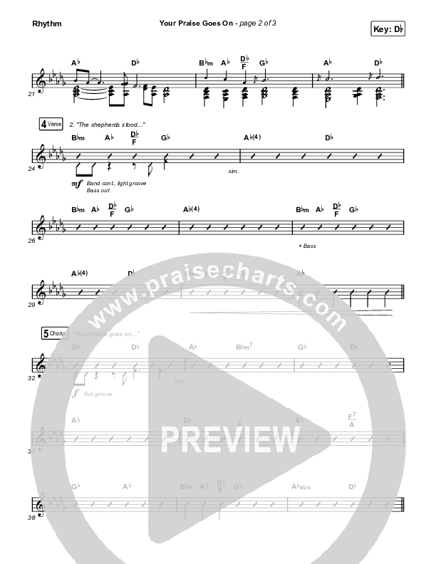 Your Praise Goes On (Choral Anthem SATB) Rhythm Chart (Crowder / Arr. Luke Gambill)