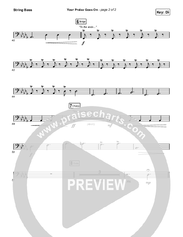 Your Praise Goes On (Choral Anthem SATB) String Bass (Crowder / Arr. Luke Gambill)