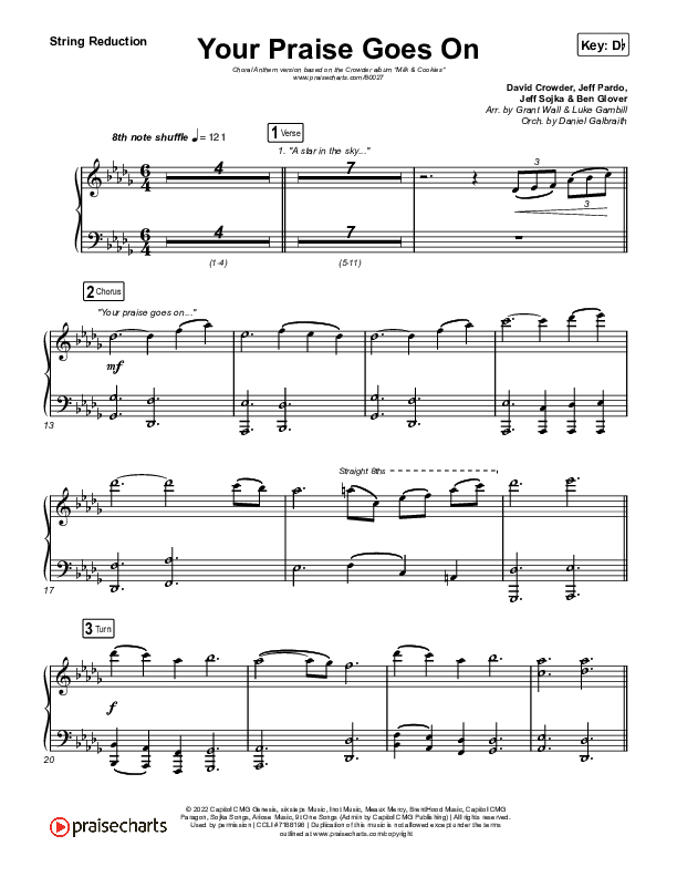 Your Praise Goes On (Choral Anthem SATB) String Reduction (Crowder / Arr. Luke Gambill)