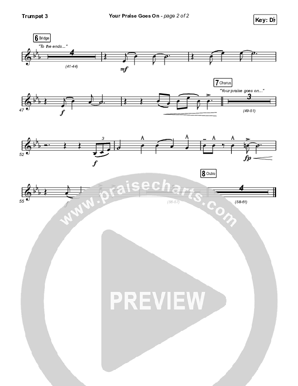 Your Praise Goes On (Choral Anthem SATB) Trumpet 3 (Crowder / Arr. Luke Gambill)
