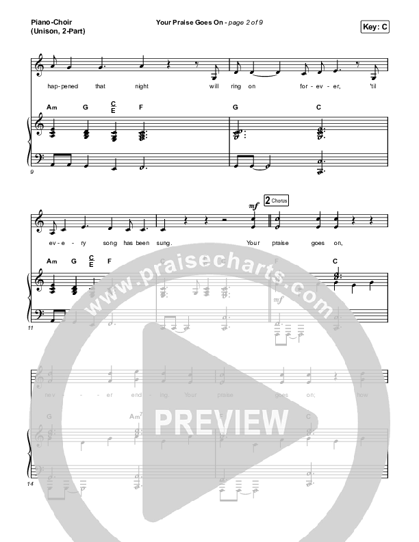 Your Praise Goes On (Unison/2-Part Choir) Piano/Choir  (Uni/2-Part) (Crowder / Arr. Luke Gambill)