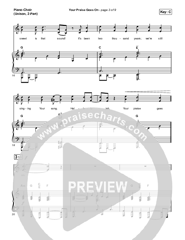Your Praise Goes On (Unison/2-Part Choir) Piano/Choir  (Uni/2-Part) (Crowder / Arr. Luke Gambill)