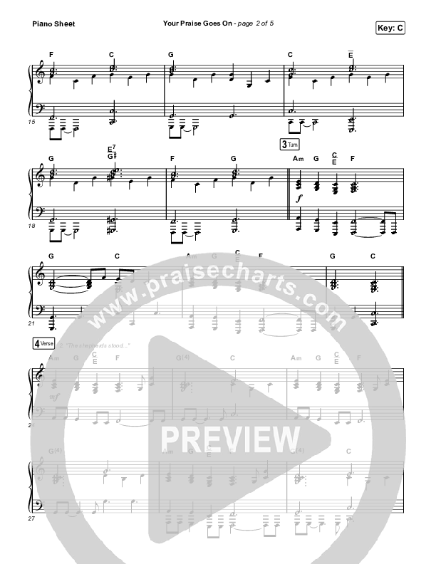 Your Praise Goes On (Unison/2-Part Choir) Piano Sheet (Crowder / Arr. Luke Gambill)