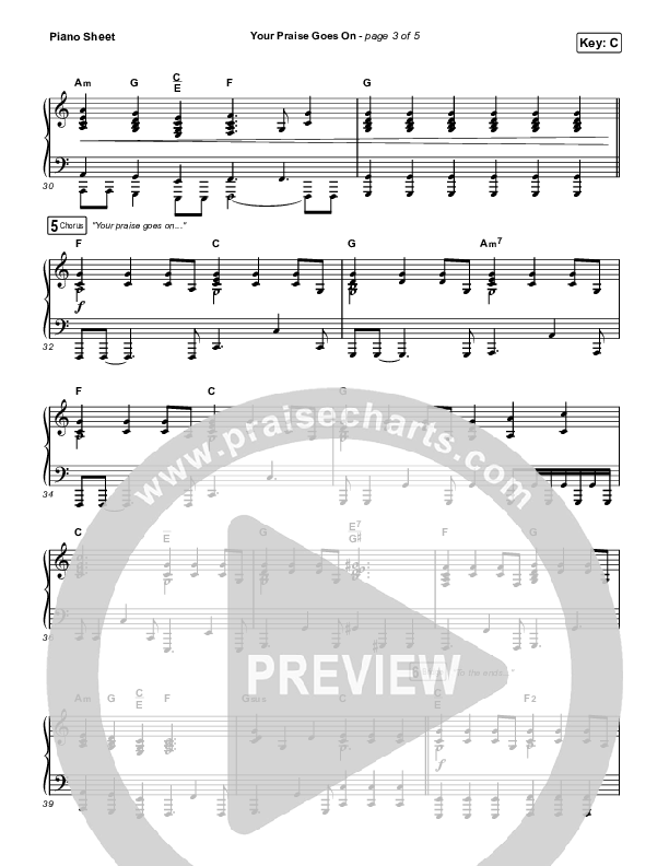 Your Praise Goes On (Unison/2-Part Choir) Piano Sheet (Crowder / Arr. Luke Gambill)