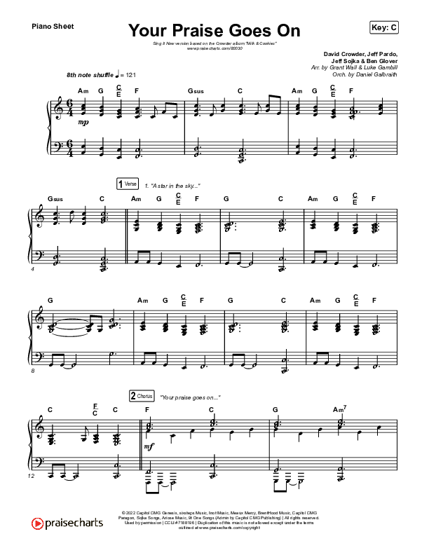 Your Praise Goes On (Sing It Now SATB) Piano Sheet (Crowder / Arr. Luke Gambill)