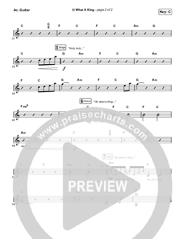 O What A King (Choral Anthem SATB) Acoustic Guitar (Katy Nichole / Arr. Luke Gambill)