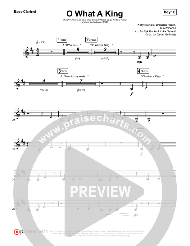 O What A King (Choral Anthem SATB) Clarinet 1,2 (Katy Nichole / Arr. Luke Gambill)