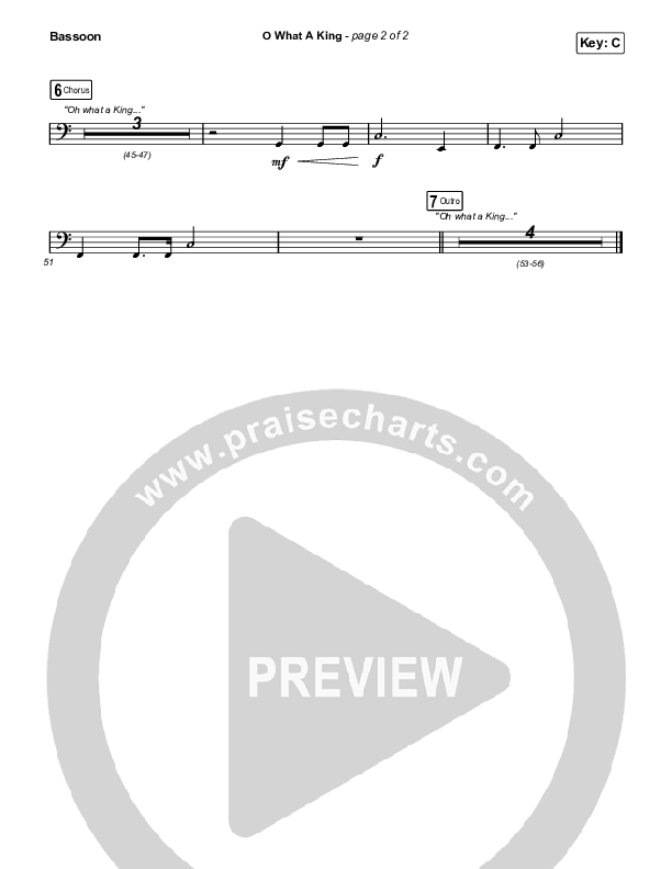 O What A King (Choral Anthem SATB) Bassoon (Katy Nichole / Arr. Luke Gambill)