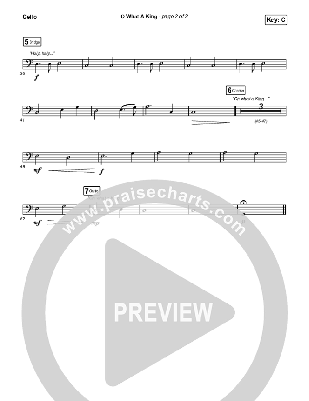 O What A King (Choral Anthem SATB) Cello (Katy Nichole / Arr. Luke Gambill)