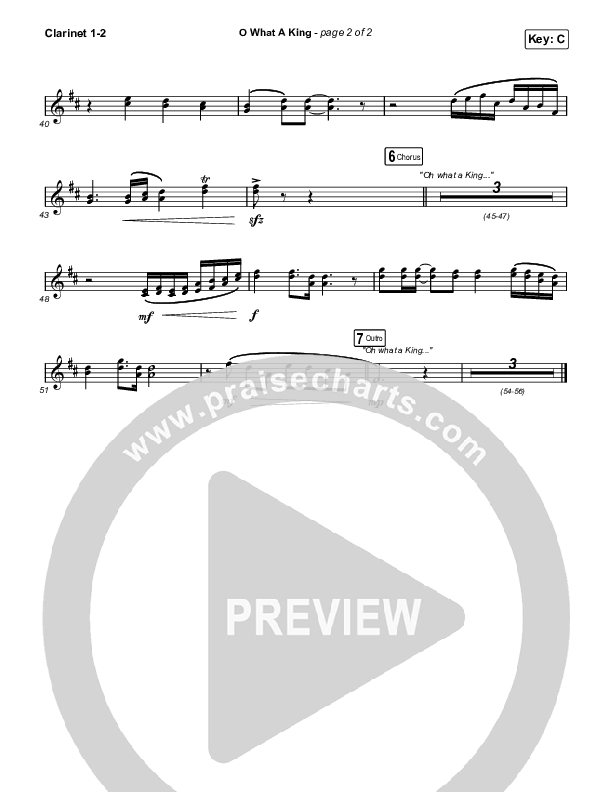 O What A King (Choral Anthem SATB) Clarinet 1,2 (Katy Nichole / Arr. Luke Gambill)