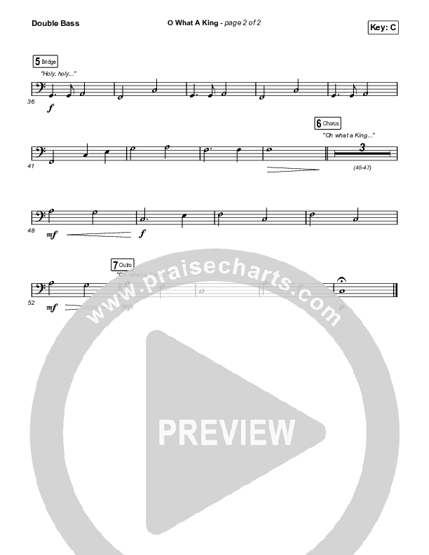 O What A King (Choral Anthem SATB) String Bass (Katy Nichole / Arr. Luke Gambill)
