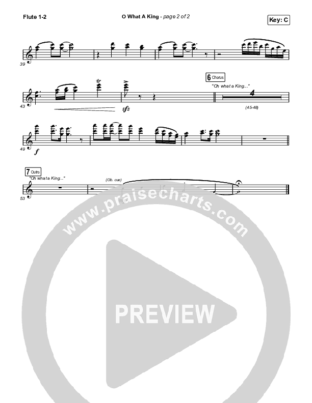 O What A King (Choral Anthem SATB) Flute 1,2 (Katy Nichole / Arr. Luke Gambill)