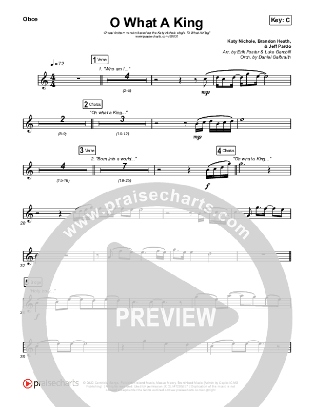 O What A King (Choral Anthem SATB) Wind Pack (Katy Nichole / Arr. Luke Gambill)