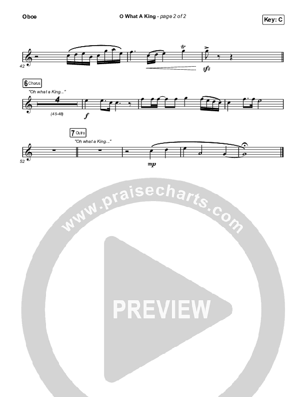 O What A King (Choral Anthem SATB) Oboe (Katy Nichole / Arr. Luke Gambill)