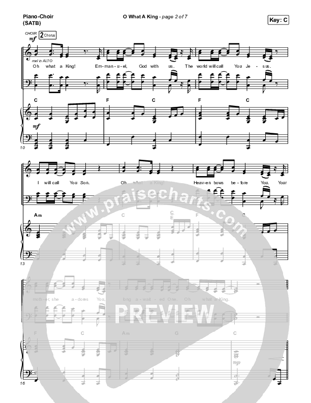 O What A King (Choral Anthem SATB) Piano/Vocal (SATB) (Katy Nichole / Arr. Luke Gambill)