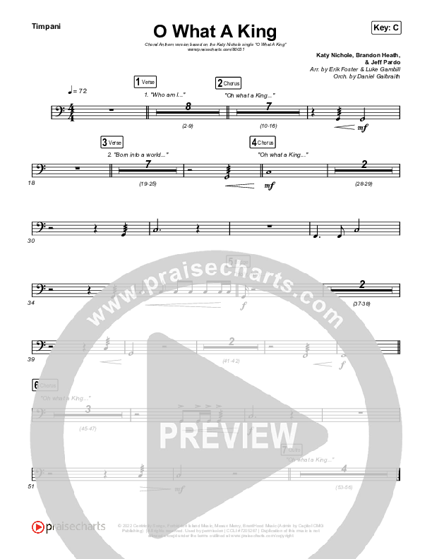 O What A King (Choral Anthem SATB) Timpani (Katy Nichole / Arr. Luke Gambill)