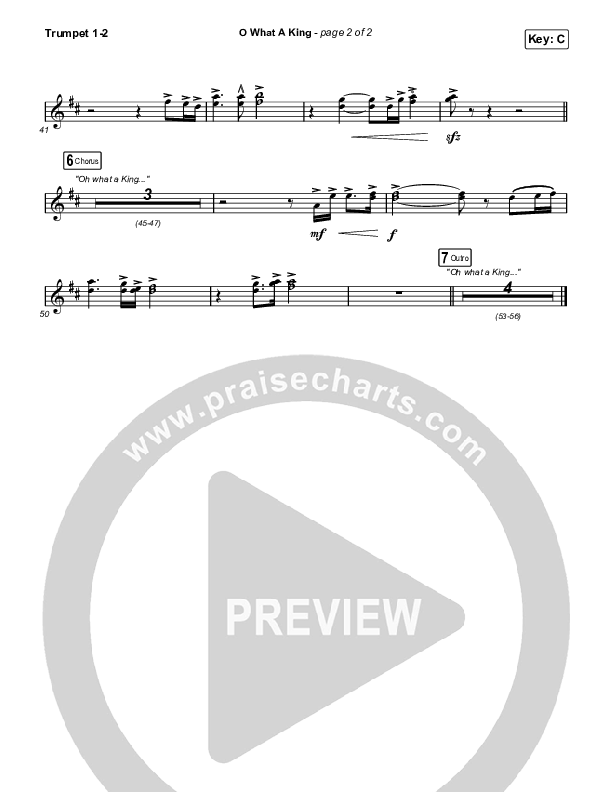 O What A King (Choral Anthem SATB) Trumpet 1,2 (Katy Nichole / Arr. Luke Gambill)