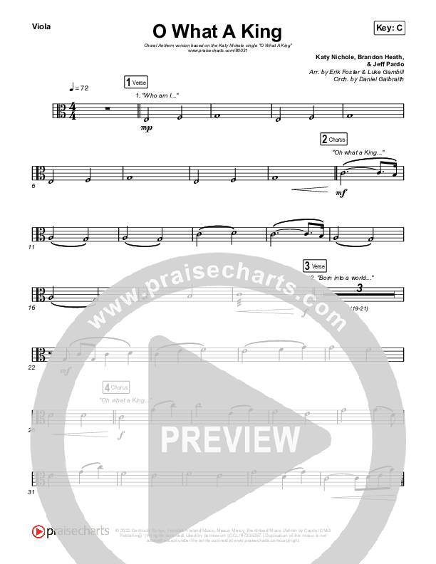 O What A King (Choral Anthem SATB) String Pack (Katy Nichole / Arr. Luke Gambill)