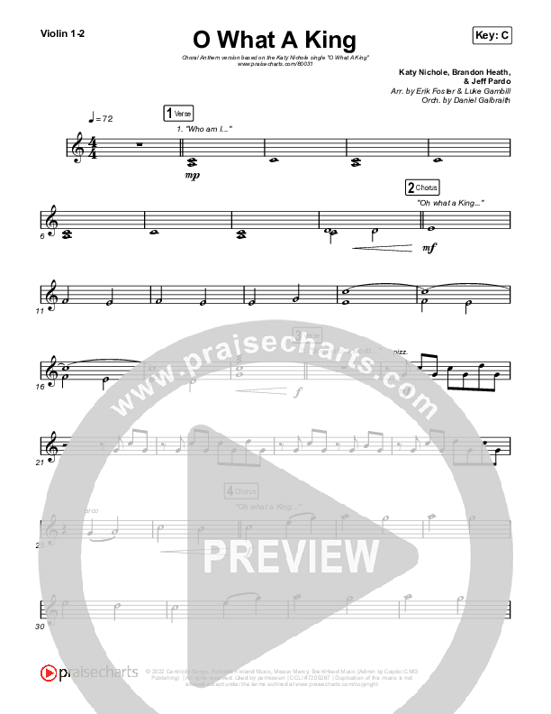 O What A King (Choral Anthem SATB) String Pack (Katy Nichole / Arr. Luke Gambill)