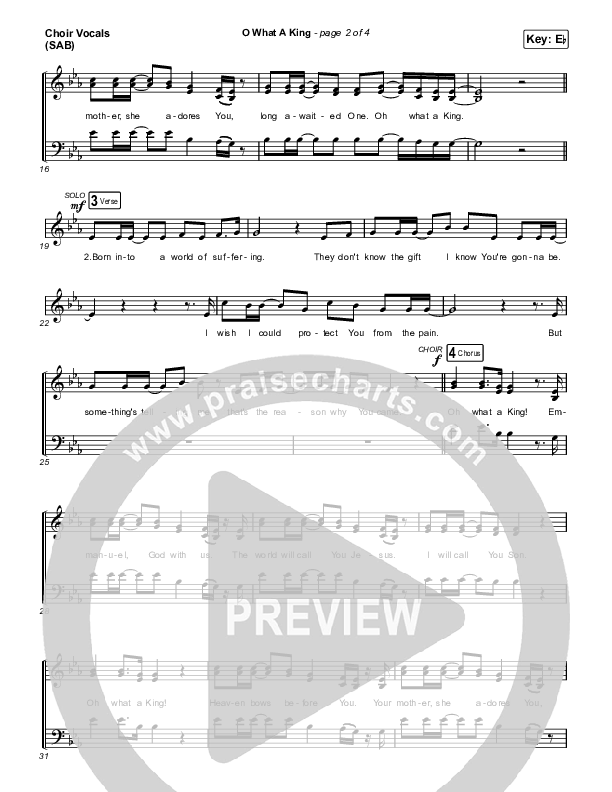 O What A King (Worship Choir SAB) Choir Sheet (SAB) (Katy Nichole / Arr. Luke Gambill)