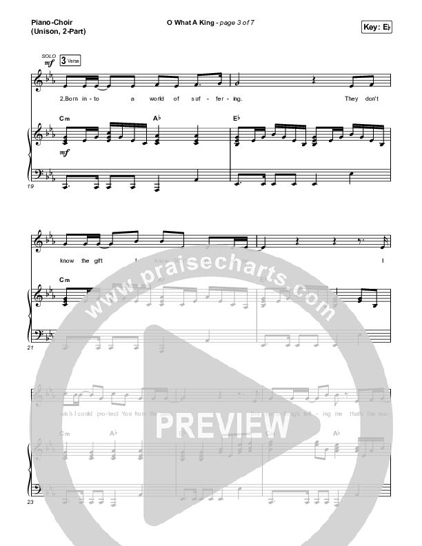 O What A King (Unison/2-Part Choir) Piano/Choir  (Uni/2-Part) (Katy Nichole / Arr. Luke Gambill)