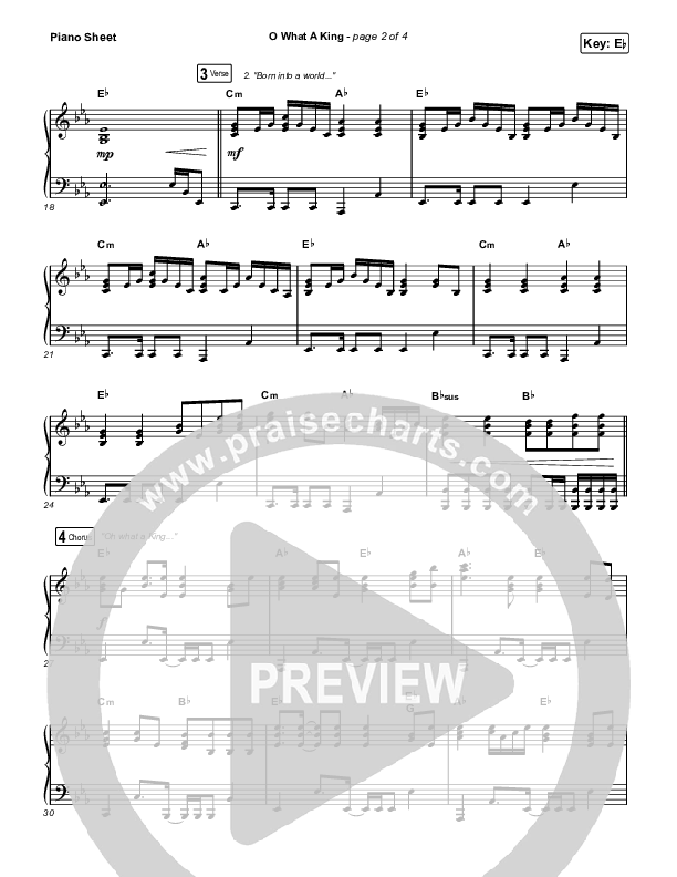 O What A King (Unison/2-Part Choir) Piano Sheet (Katy Nichole / Arr. Luke Gambill)