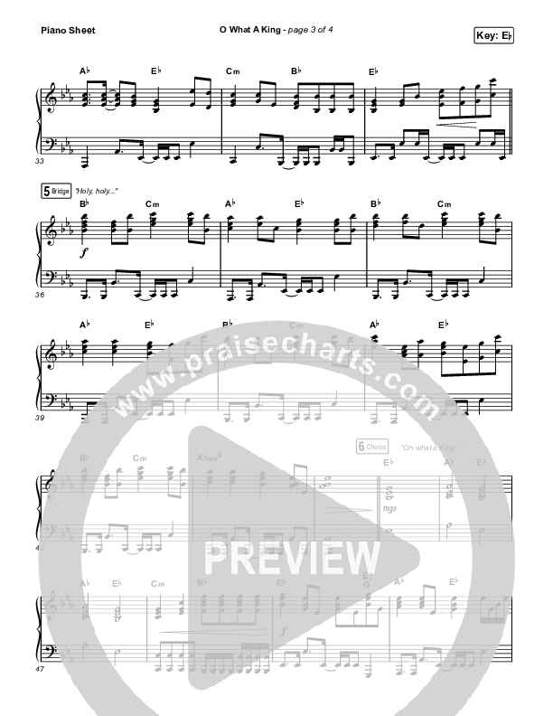 O What A King (Unison/2-Part Choir) Piano Sheet (Katy Nichole / Arr. Luke Gambill)