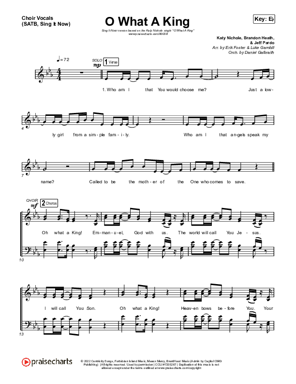 O What A King (Sing It Now SATB) Choir Sheet (SATB) (Katy Nichole / Arr. Luke Gambill)