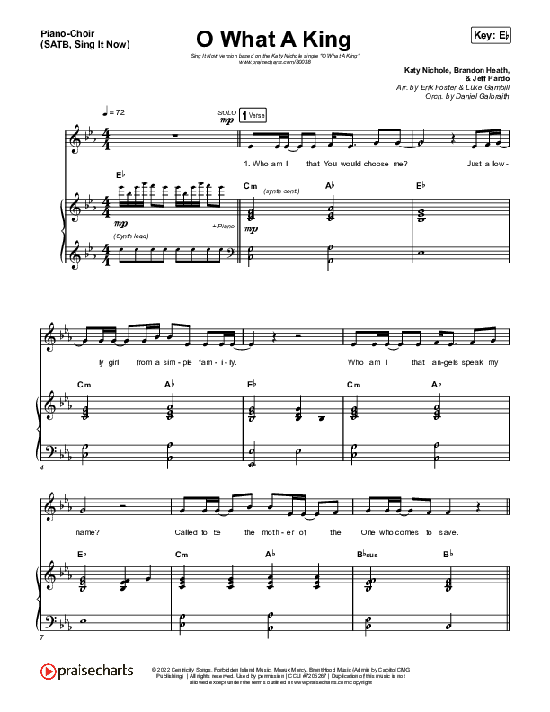 O What A King (Sing It Now SATB) Piano/Choir (SATB) (Katy Nichole / Arr. Luke Gambill)