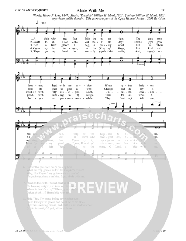 Abide With Me Hymn Sheet Traditional Hymn Praisecharts Abide With Me Hymn Sheet Traditional Hymn Praisecharts