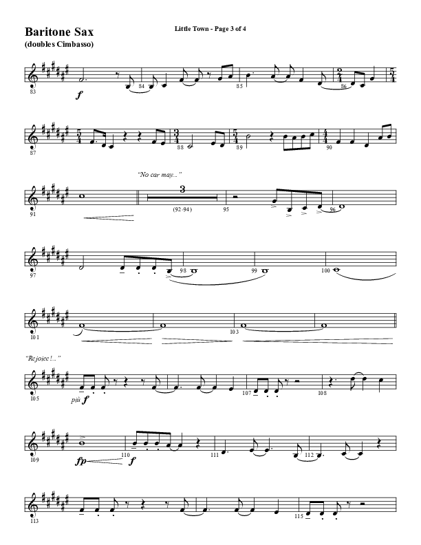 Little Town (Choral Anthem SATB) Bari Sax (Word Music Choral / Arr. Joshua Spacht)
