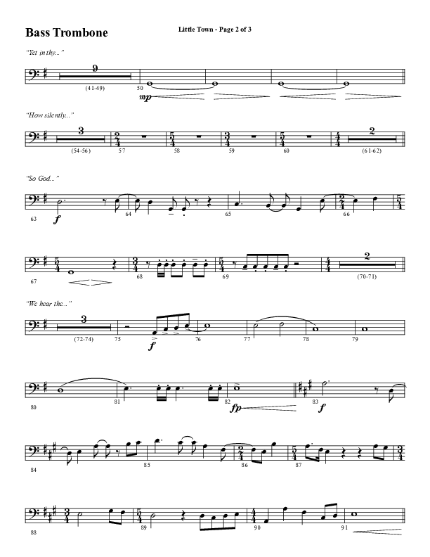 Little Town (Choral Anthem SATB) Bass Trombone (Word Music Choral / Arr. Joshua Spacht)