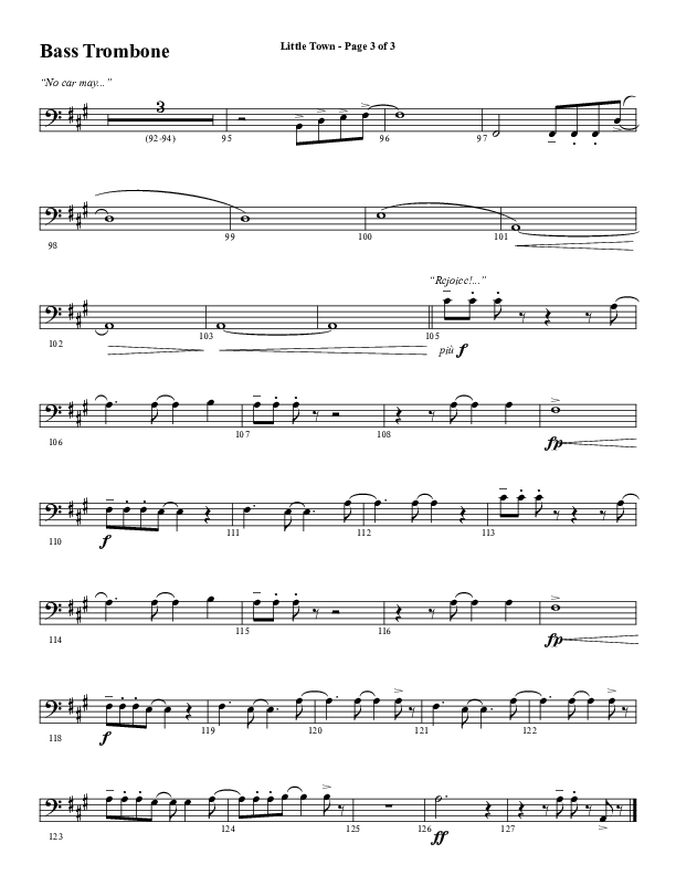 Little Town (Choral Anthem SATB) Bass Trombone (Word Music Choral / Arr. Joshua Spacht)