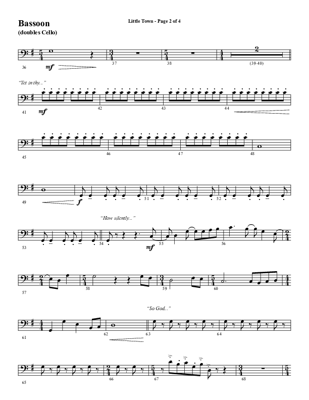 Little Town (Choral Anthem SATB) Bassoon (Word Music Choral / Arr. Joshua Spacht)