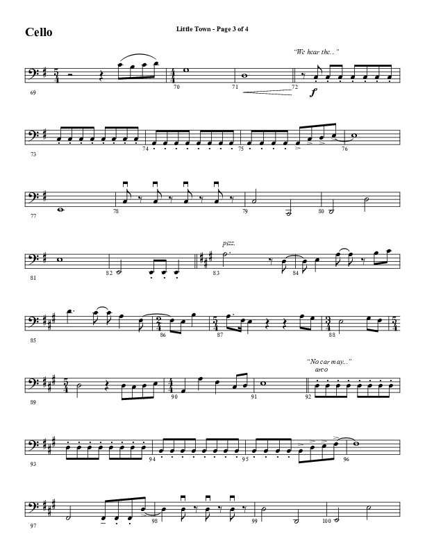 Little Town (Choral Anthem SATB) Cello (Word Music Choral / Arr. Joshua Spacht)