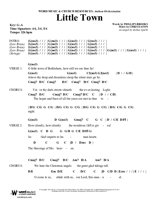 Little Town (Choral Anthem SATB) Chord Chart (Word Music Choral / Arr. Joshua Spacht)