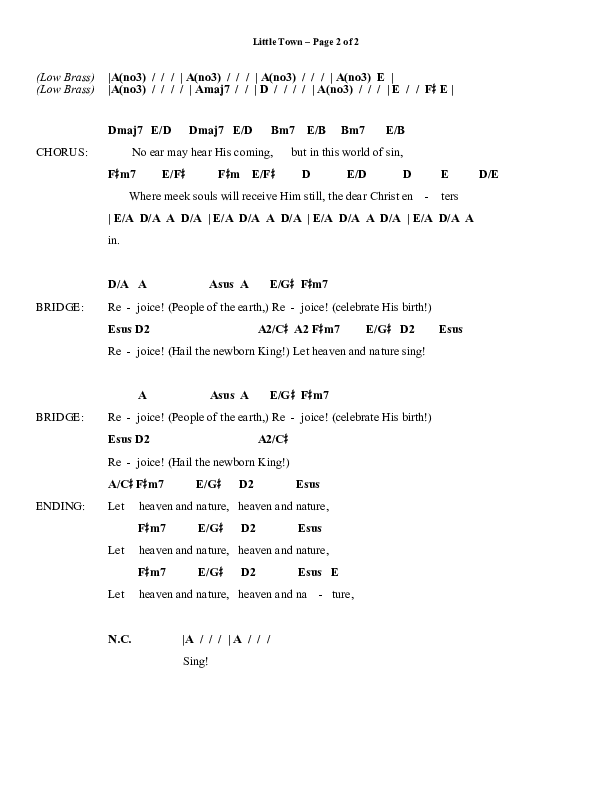 Little Town (Choral Anthem SATB) Chord Chart (Word Music Choral / Arr. Joshua Spacht)