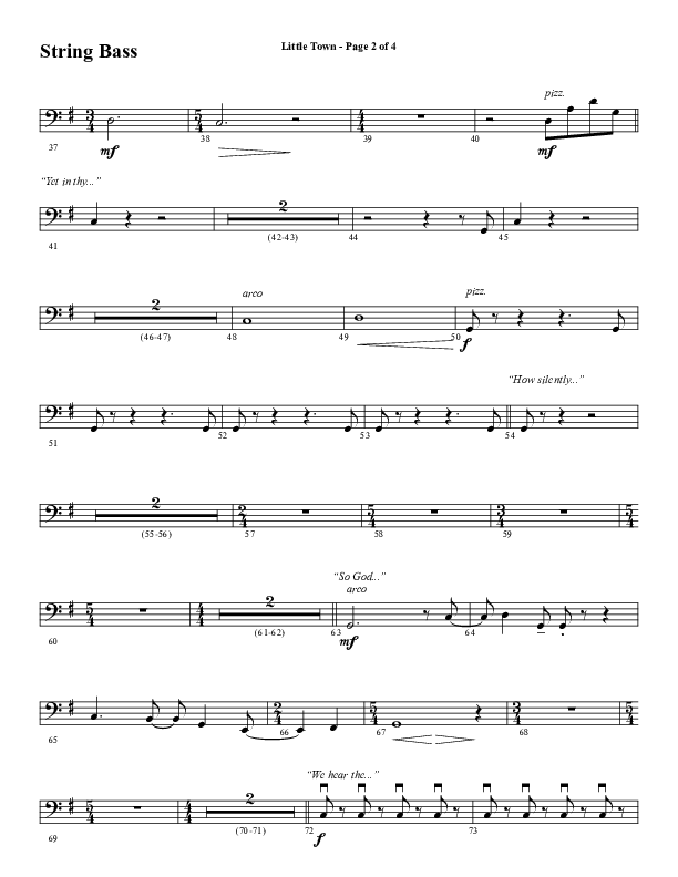 Little Town (Choral Anthem SATB) Double Bass (Word Music Choral / Arr. Joshua Spacht)