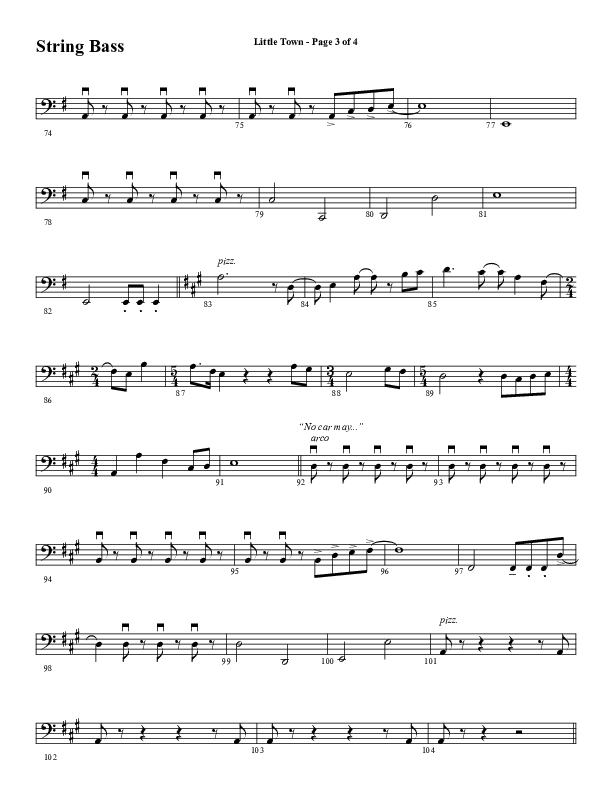 Little Town (Choral Anthem SATB) Double Bass (Word Music Choral / Arr. Joshua Spacht)