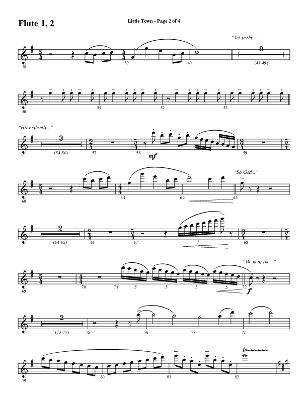Little Town (Choral Anthem SATB) Flute 1/2 (Word Music Choral / Arr. Joshua Spacht)
