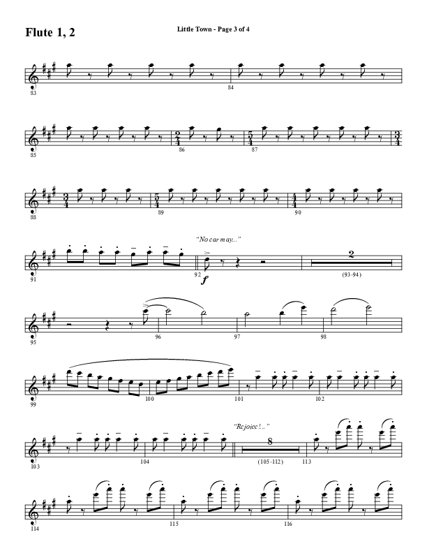 Little Town (Choral Anthem SATB) Flute 1/2 (Word Music Choral / Arr. Joshua Spacht)