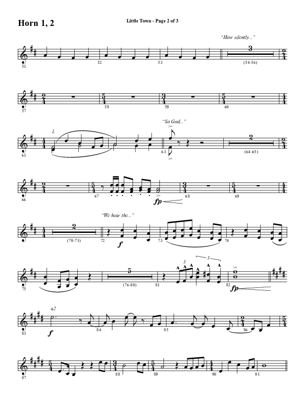 Little Town (Choral Anthem SATB) French Horn 1/2 (Word Music Choral / Arr. Joshua Spacht)