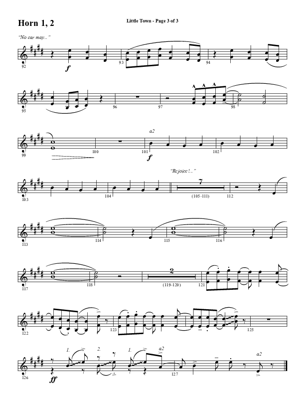 Little Town (Choral Anthem SATB) French Horn 1/2 (Word Music Choral / Arr. Joshua Spacht)