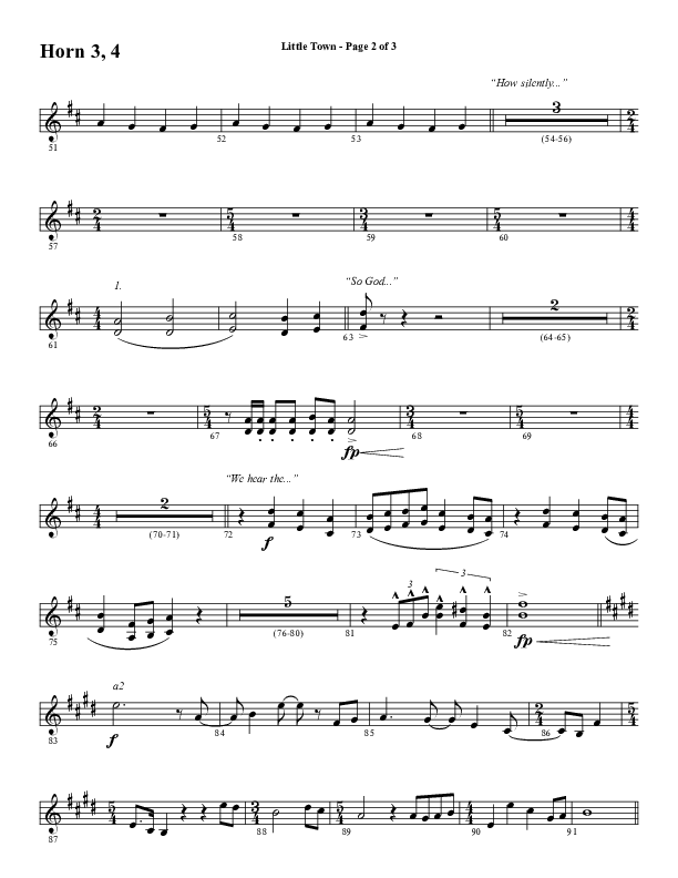 Little Town (Choral Anthem SATB) French Horn 3 (Word Music Choral / Arr. Joshua Spacht)